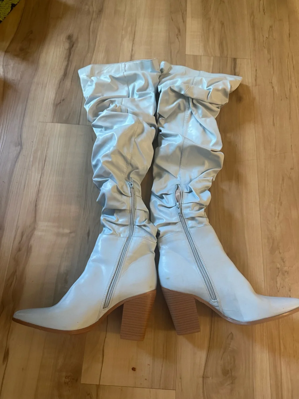 Women's White Slouchy Knee-High Boots